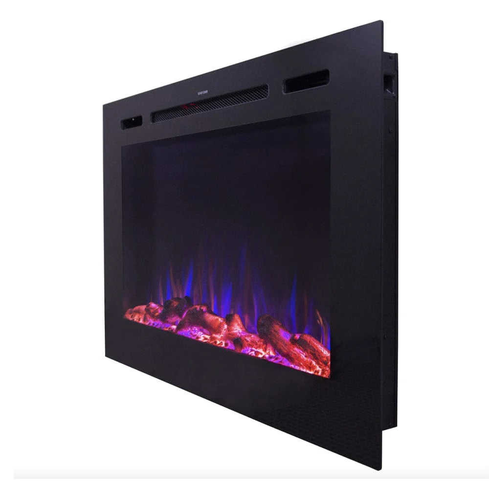 Forte Steel Mesh Screen Non Reflective 40 Inch Recessed Electric Fireplace 80048