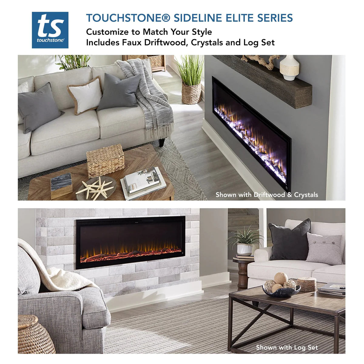 Sideline Elite 72 Inch Recessed Smart Electric Fireplace 80038