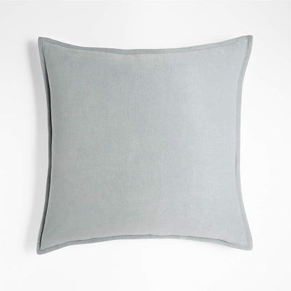 Cream 20" Washed Organic Cotton Velvet Pillow Cover