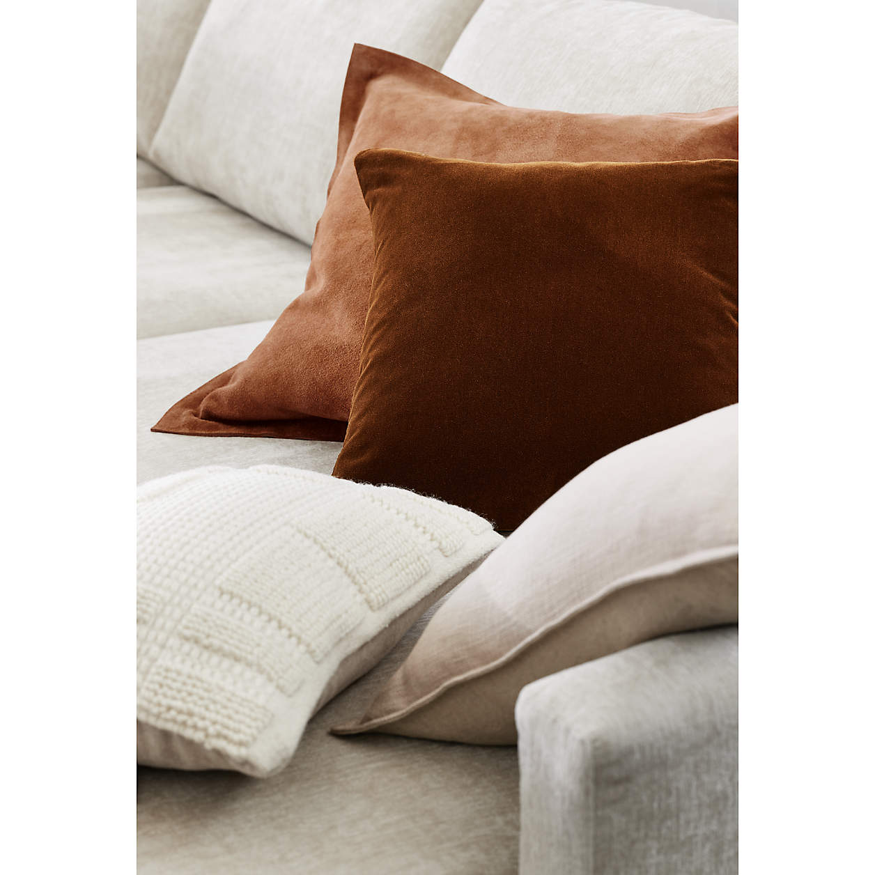 Hyde Pieced Suede 23"x23" Light Grey Throw Pillow Cover