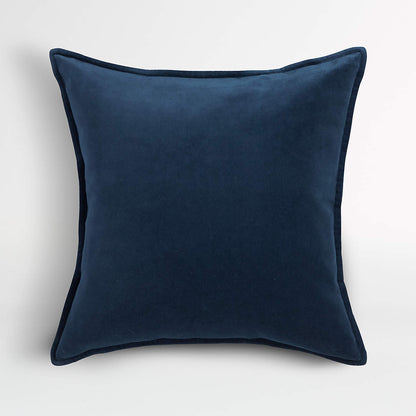 Organic Washed Cotton Velvet 18"x12" Indigo Blue Throw Pillow Cover