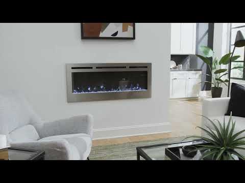 The Sideline Deluxe Stainless Steel 50 Inch Recessed Electric Fireplace 86273