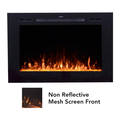 Forte Steel Mesh Screen Non Reflective 40 Inch Recessed Electric Fireplace 80048