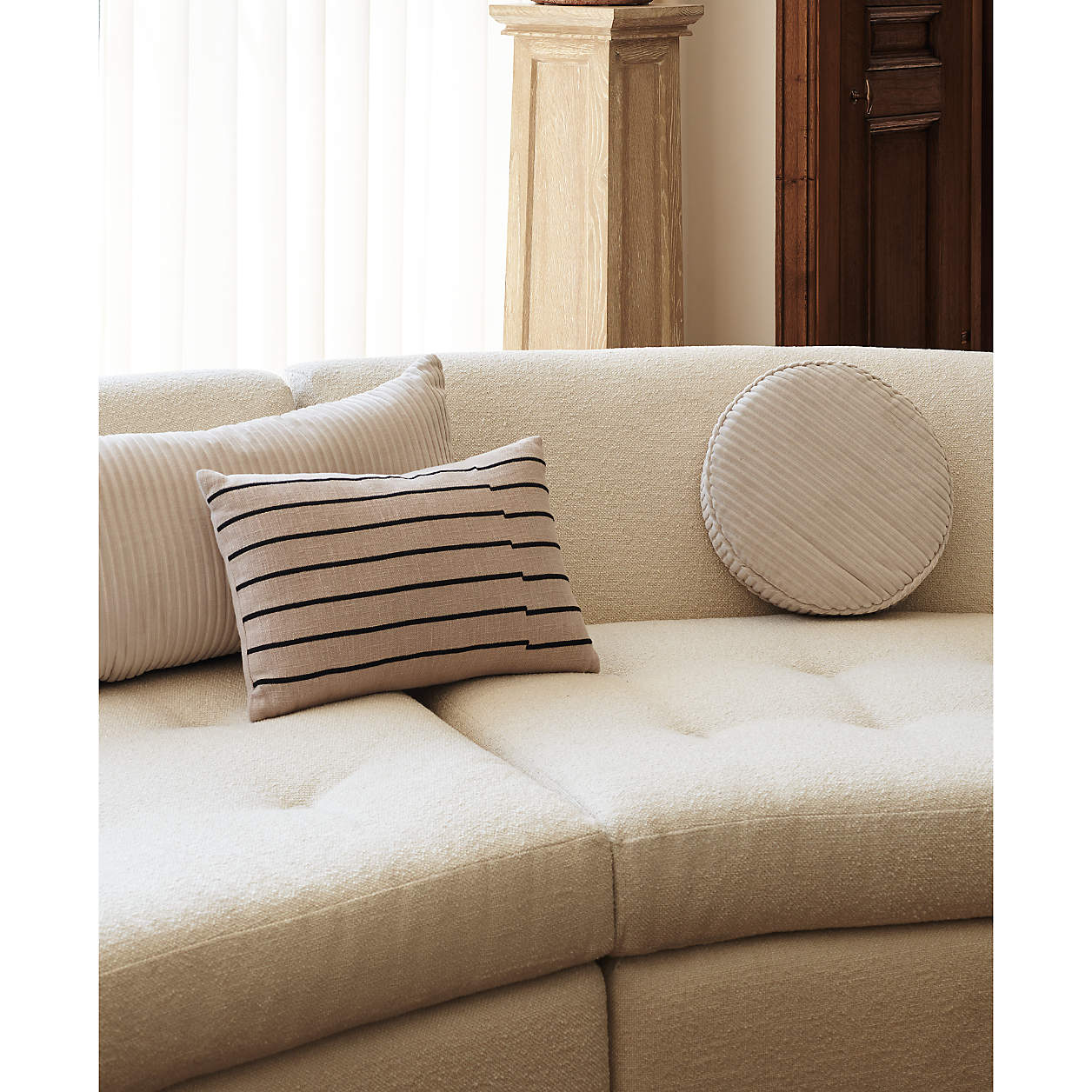 Creste 14" Ivory Pillbox Throw Pillow by Athena Calderone