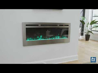 The Sideline Deluxe Stainless Steel 50 Inch Recessed Electric Fireplace 86273