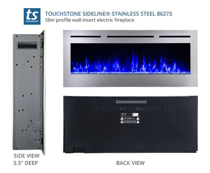 The Sideline Deluxe Stainless Steel 50 Inch Recessed Electric Fireplace 86273