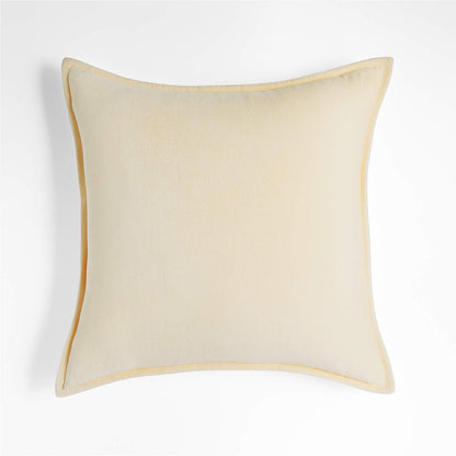 Cream 20" Washed Organic Cotton Velvet Pillow Cover