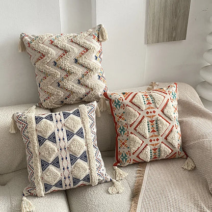 Tufted Linen Printed Sofa Pillowcase